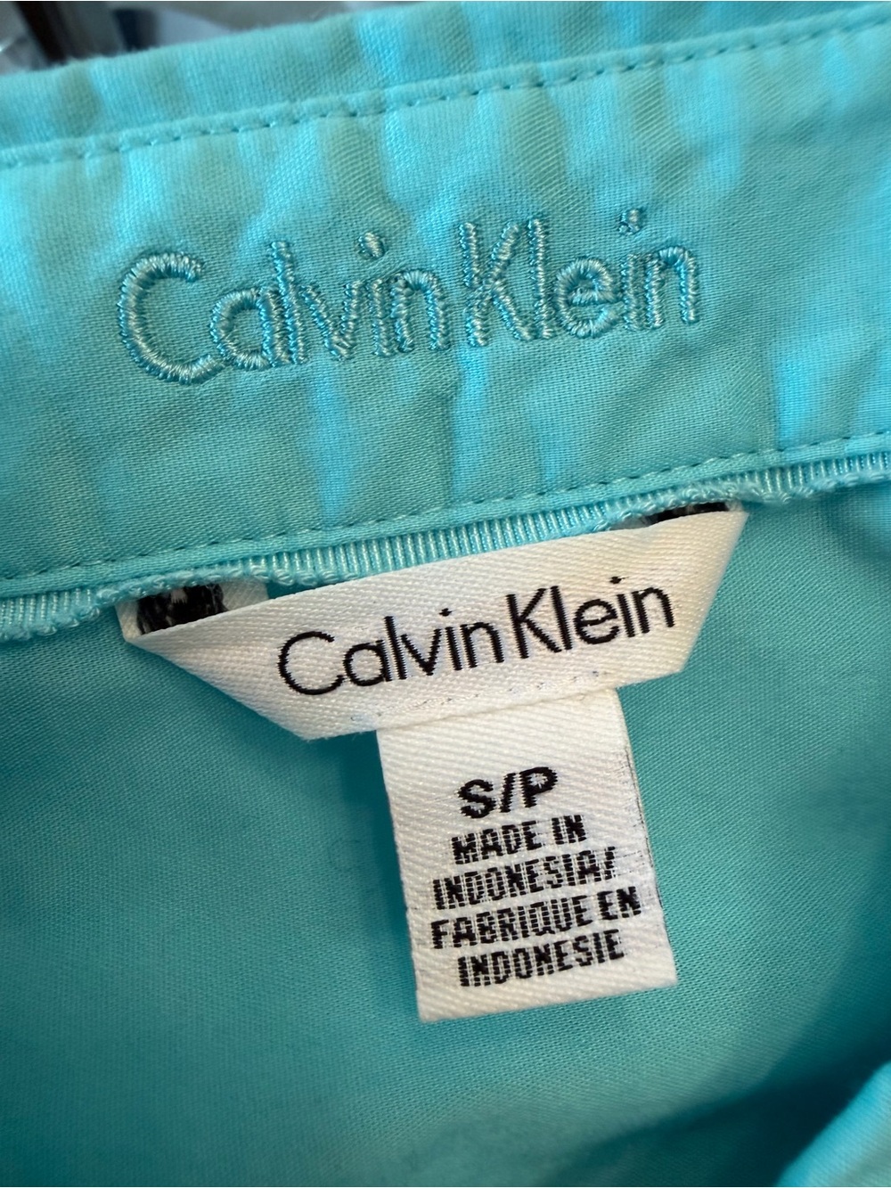 Calvin Klein Turquoise Stretch Button-Up Shirt | Size Small - Picture 5 of 5